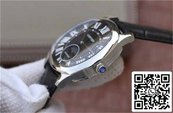 Drive De Cartier Moonphase WGNM0009 1:1 Mejor Edición Acero Inoxidable Esfera Negra