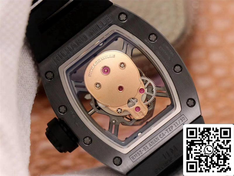 Richard Mille RM052-01 Movimento svizzero con quadrante teschio in oro rosa della migliore edizione 1: 1 ZF Factory