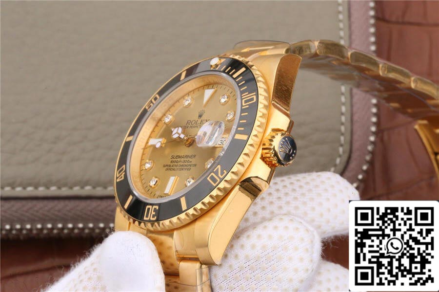 Rolex Submariner 116618 1:1 Best Edition Noob Factory V7 Gild Quadrante tempestato di diamanti