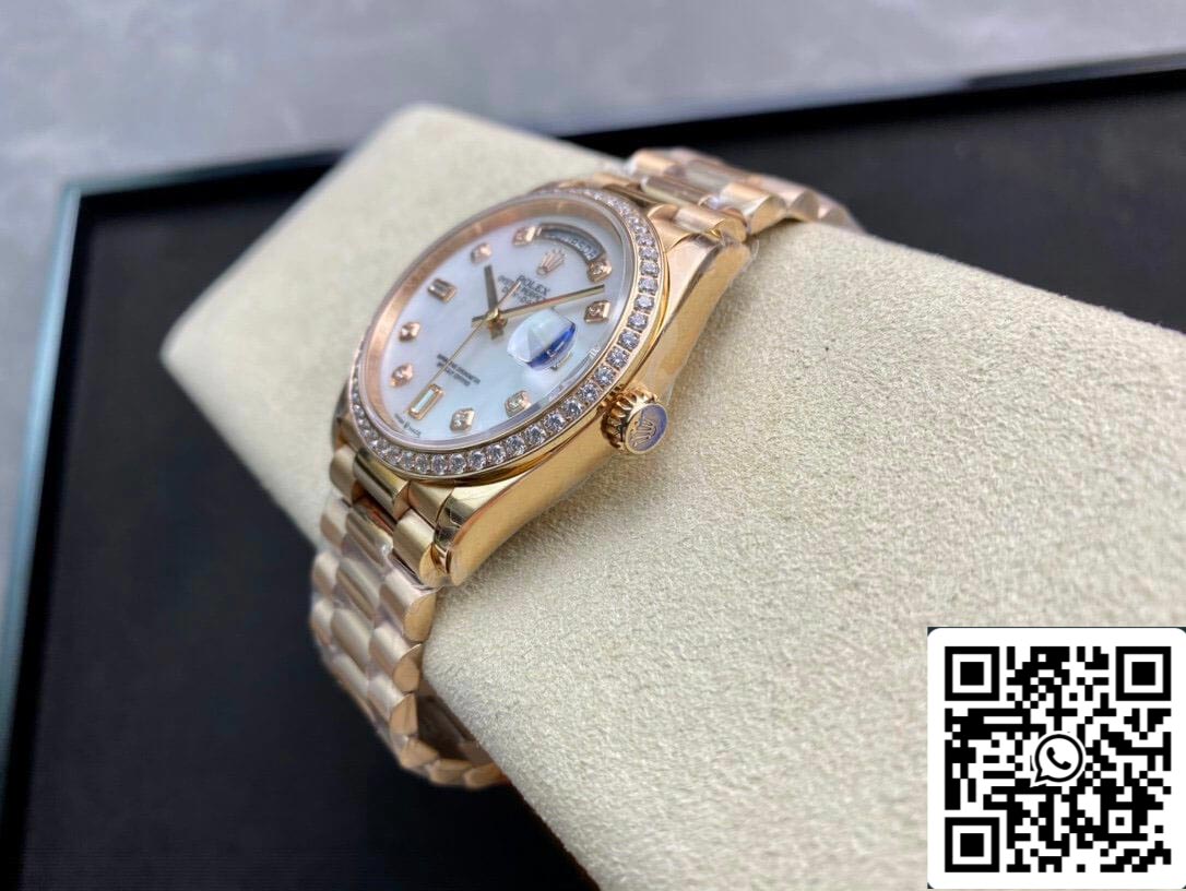 Rolex Day Date 128238 1:1 Mejor edición EW Factory V2 Bisel engastado con diamantes