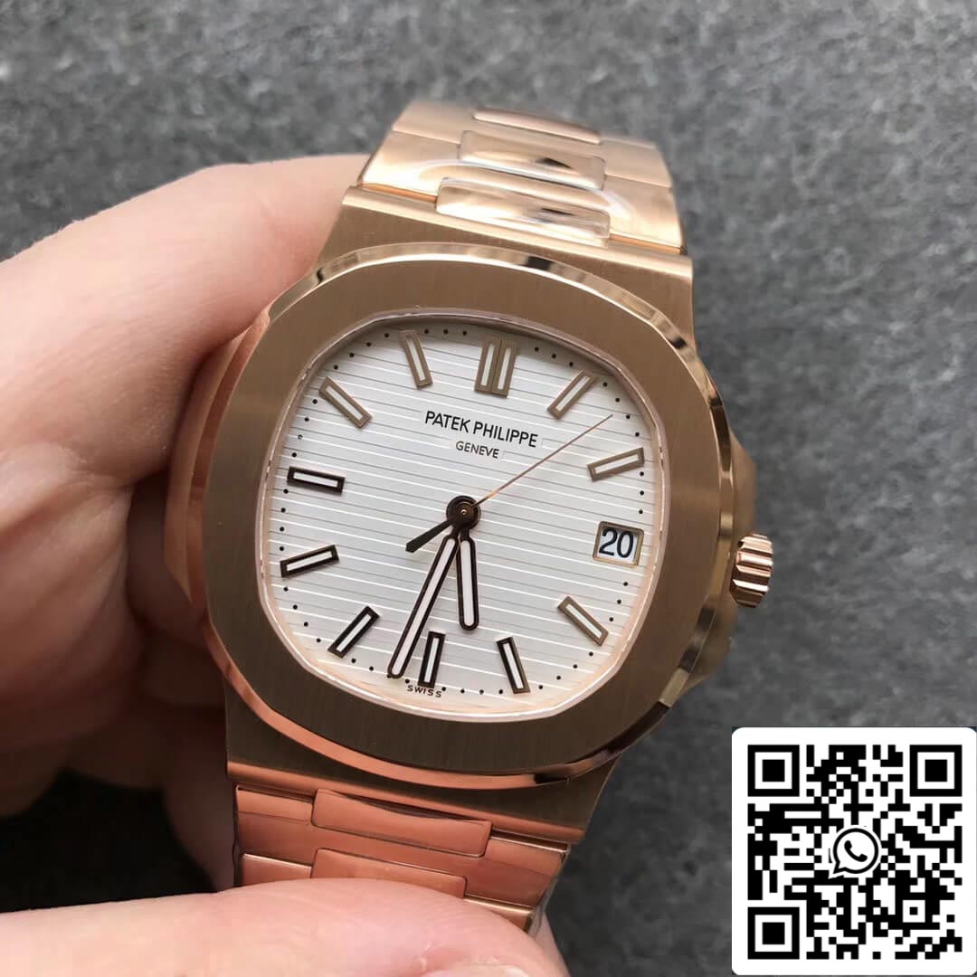 Patek Philippe Nautilus 5711/1R-001 1:1 Mejor edición PPF Factory V4 Oro rosa Esfera blanca Suizo ETA324