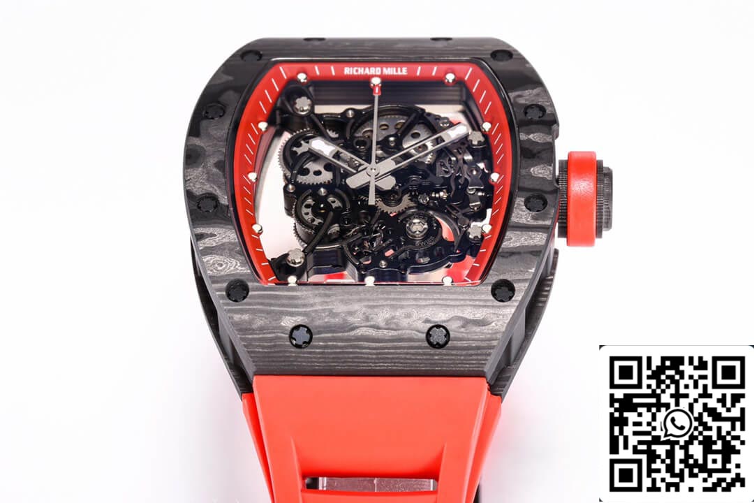 Richard Mille RM055 NTPT 1:1 Mejor Edición BBR Factory Correa Roja de Fibra de Carbono