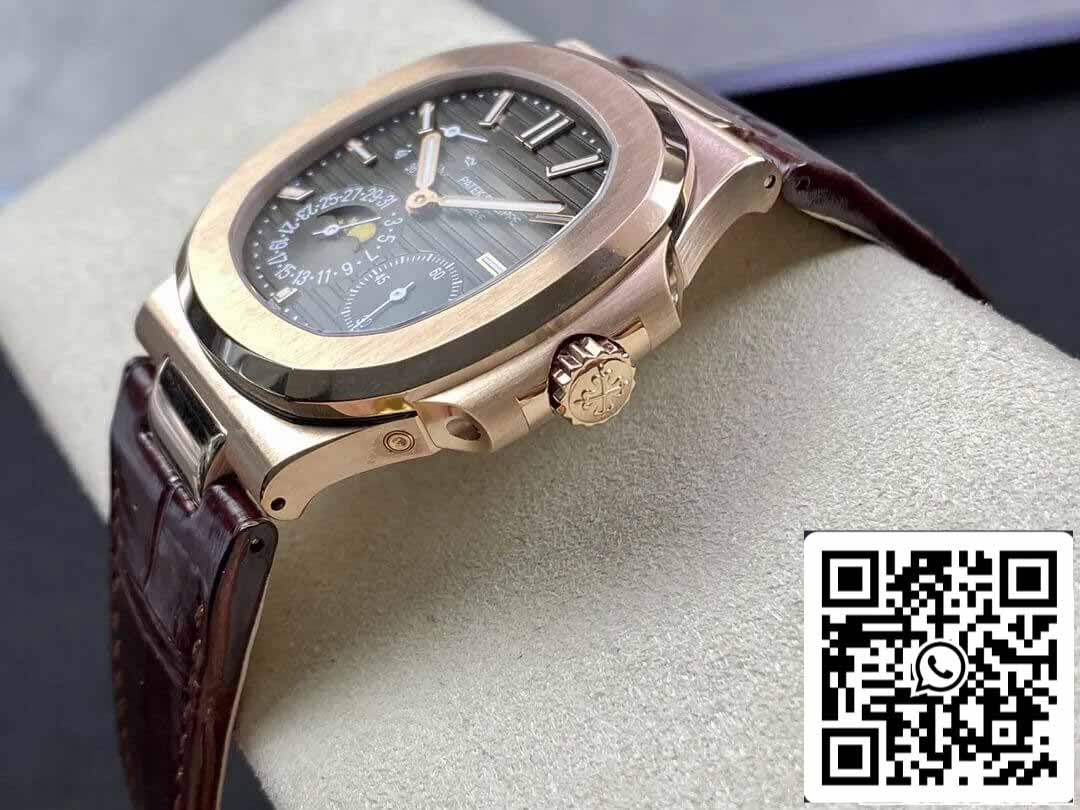 Patek Philippe Nautilus 5712 1:1 Best Edition ZF Factory cinturino in pelle marrone quadrante grigio