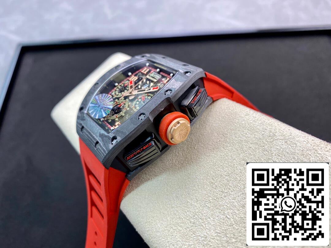 Richard Mille RM011 1:1 Best Edition KV Factory V3 cinturino in caucciù rosso