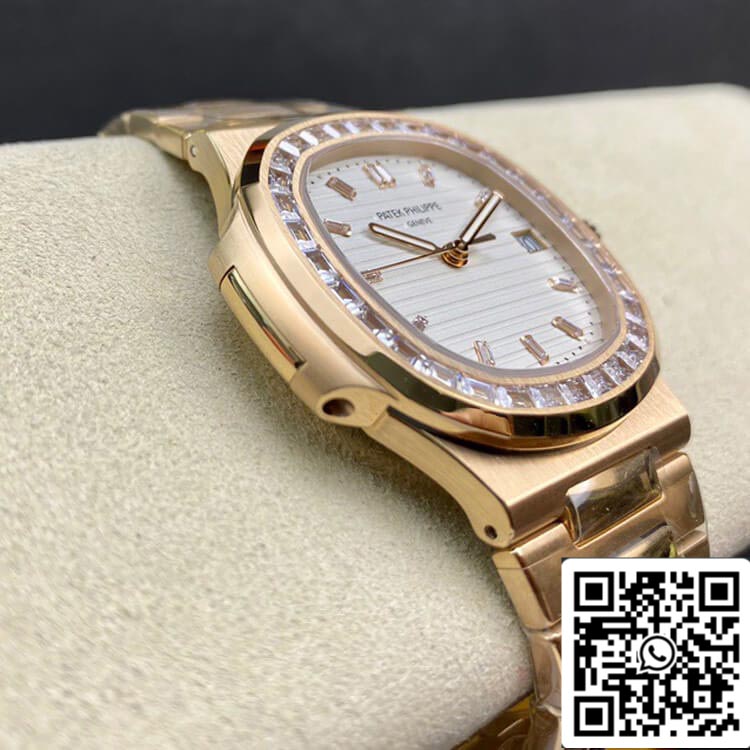 Patek Philippe Nautilus 1:1 Mejor edición PPF Factory Oro rosa con diamantes