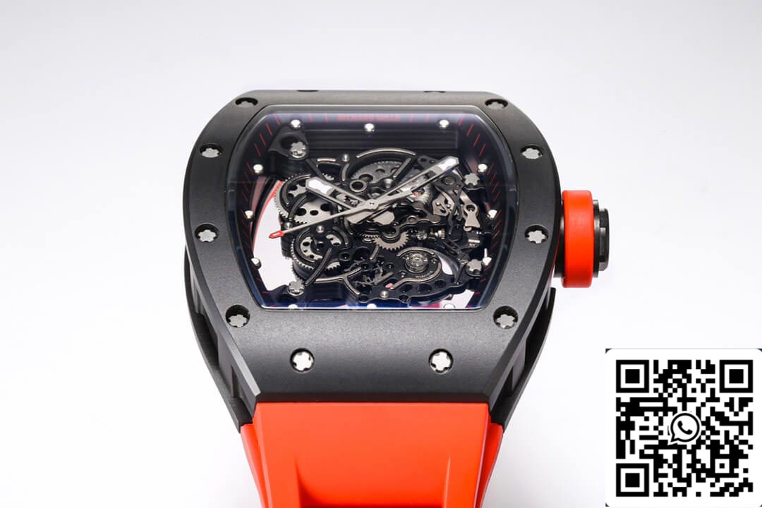 Richard Mille RM-055 1:1 Best Edition BBR Factory Ceramic Case Red Strap