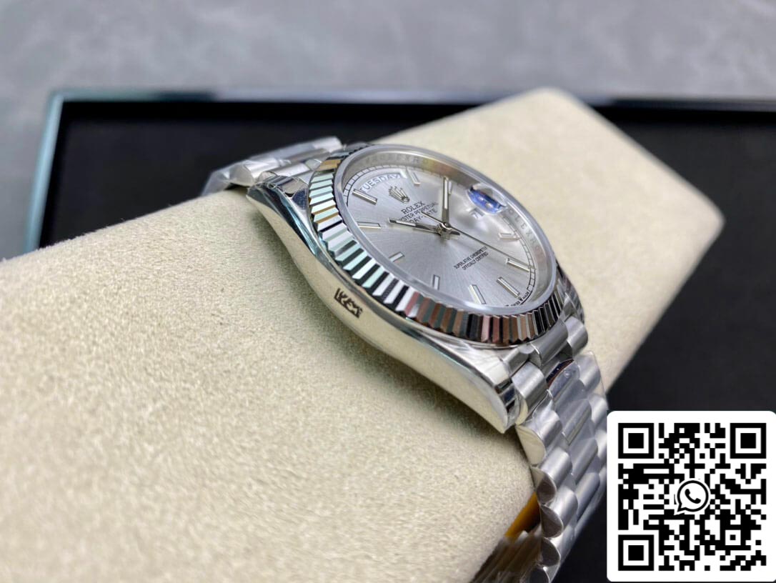 Rolex Day Date 40MM 1:1 Mejor edición EW Factory Esfera plateada