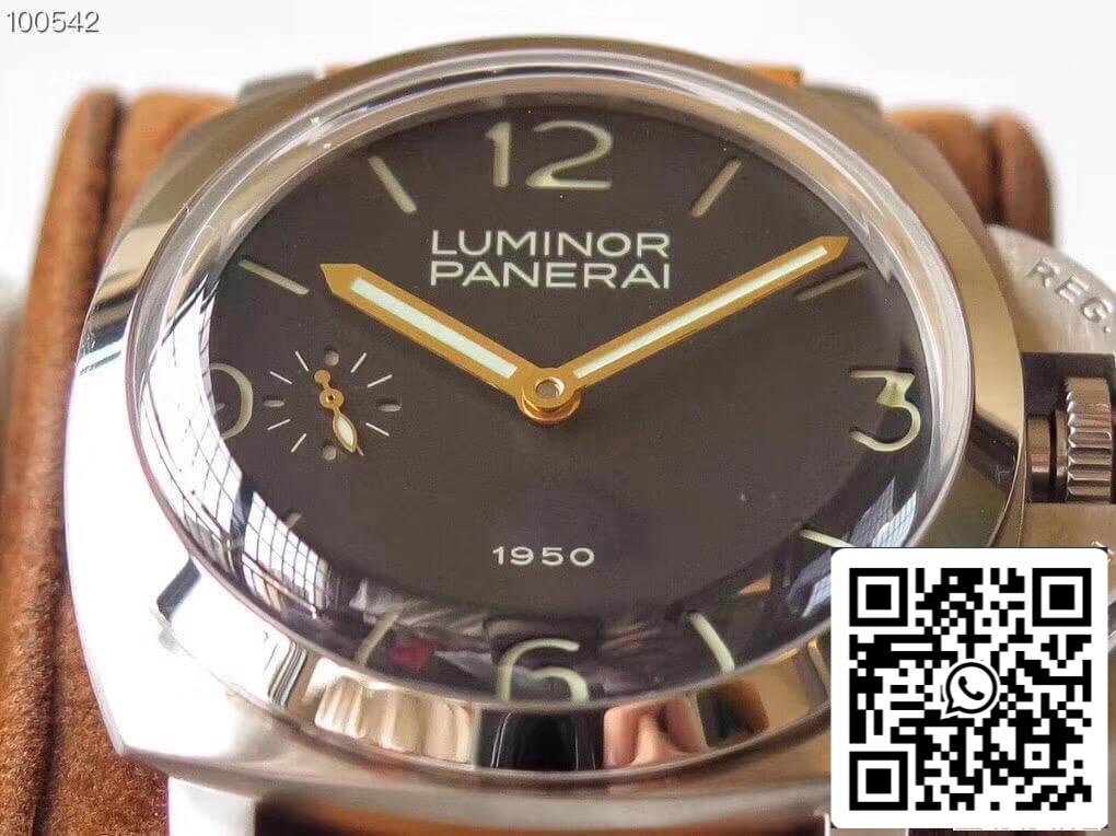 Panerai Luminor 1950 PAM127 ZF Factory 1:1 Best Edition Swiss ETA A6497 Cinturino in morbida pelle marrone chiaro