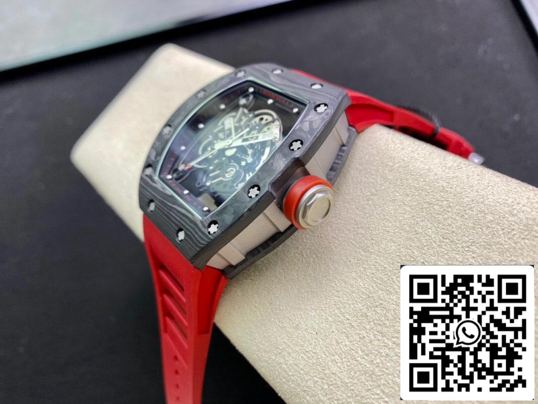 Richard Mille RM055 1:1 Best Edition KV Factory V2 cinturino rosso in fibra di carbonio