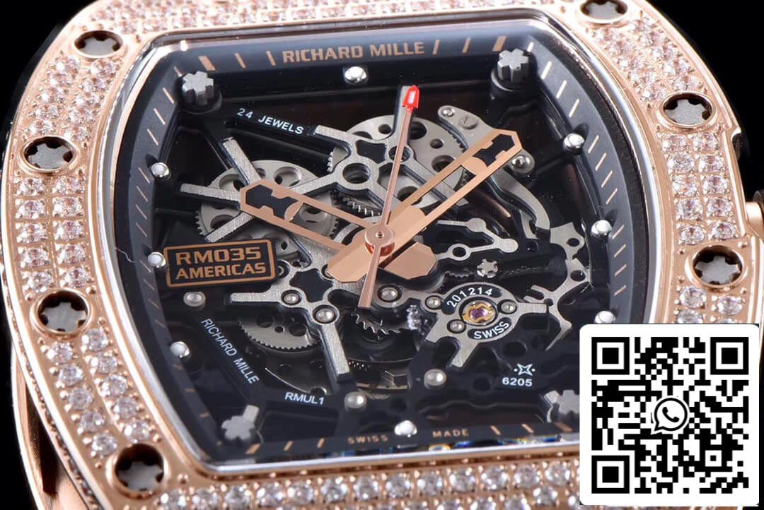 Richard Mille RM035 Americas 1:1 Best Edition KV Factory Caja de diamantes en oro rosa