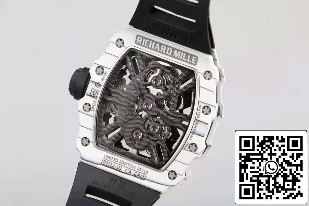 Richard Mille RM12-01 Tourbillon 1: 1 Best Edition RM Factory cinturino in caucciù nero