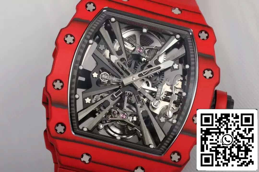 Richard Mille RM12-01 Tourbillon 1:1 Best Edition RM Factory Red Case Black Rubber Strap