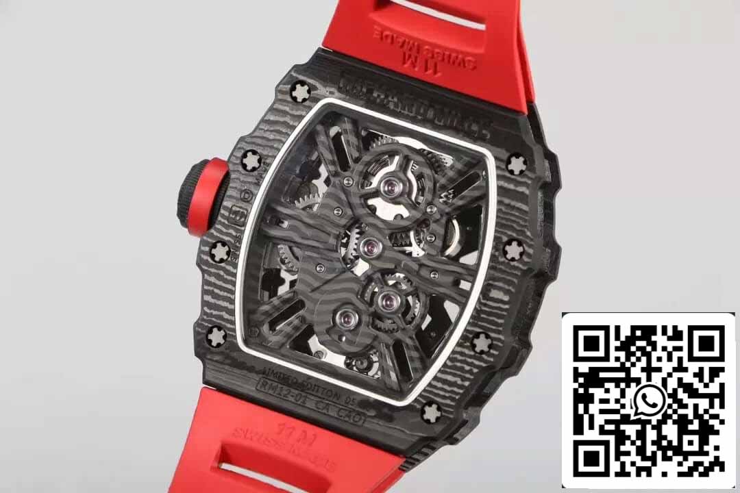 Richard Mille RM12-01 Tourbillon 1:1 Best Edition RM Factory Carbon Fiber Skeleton Dial