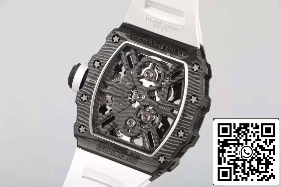 Richard Mille RM12-01 Tourbillon 1:1 Best Edition RM Factory Correa de fibra de carbono blanca