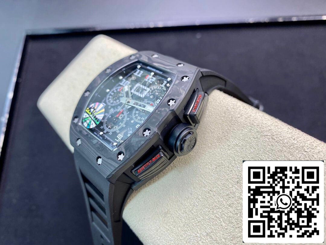 Richard Mille RM011 1:1 Best Edition KV Factory cinturino in caucciù nero in fibra di carbonio