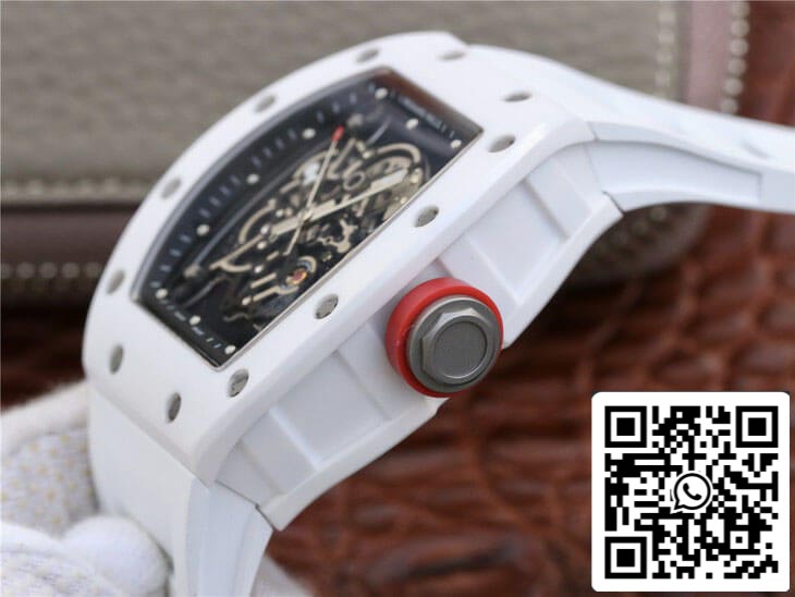 Richard Mille RM055 cinturino in caucciù bianco ceramico KV Factory 1: 1 della migliore edizione