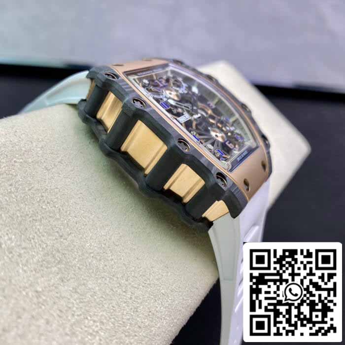 Richard Mille RM21-01 1:1 Mejor Edición RM Factory Tourbillon Esfera Esqueleto Correa Blanca