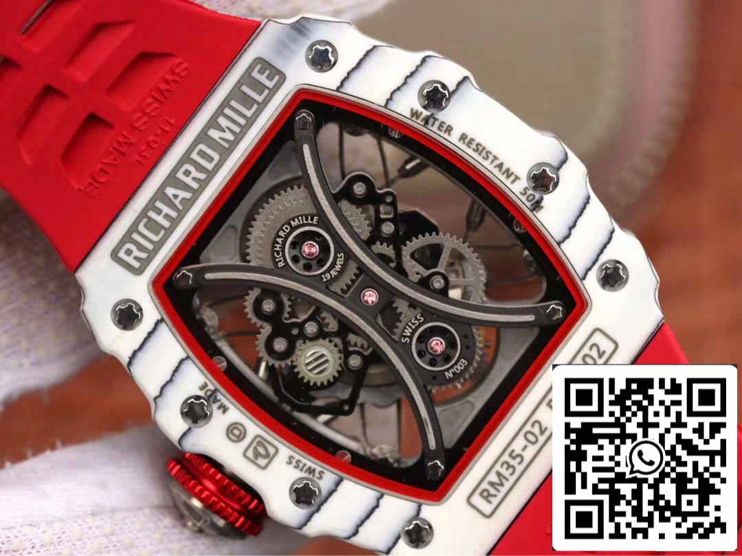 Richard Mille RM53-01 1:1 Mejor Edición KV Factory TPT Fibra de Carbono Correa Roja