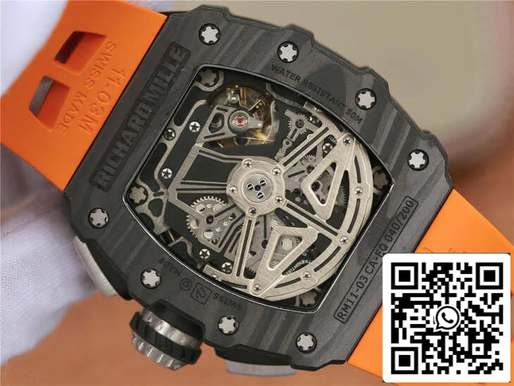 Richard Mille RM11-03 1:1 Best Edition KV Factory cinturino arancione in fibra di carbonio