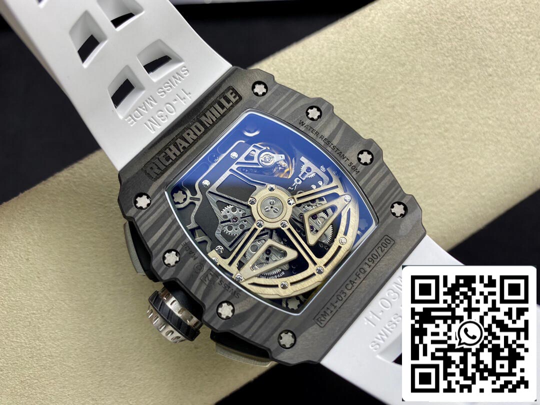 Richard Mille RM011-03 Cinturino bianco in fibra di carbonio KV Factory 1: 1 della migliore edizione