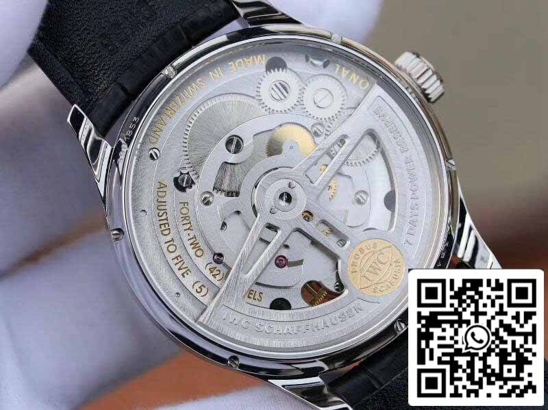 IWC Portuguese IW504202 Real Tourbillon 1:1 Best Edition White Dial On Black Leather Strap Swiss ETA Tourbillon