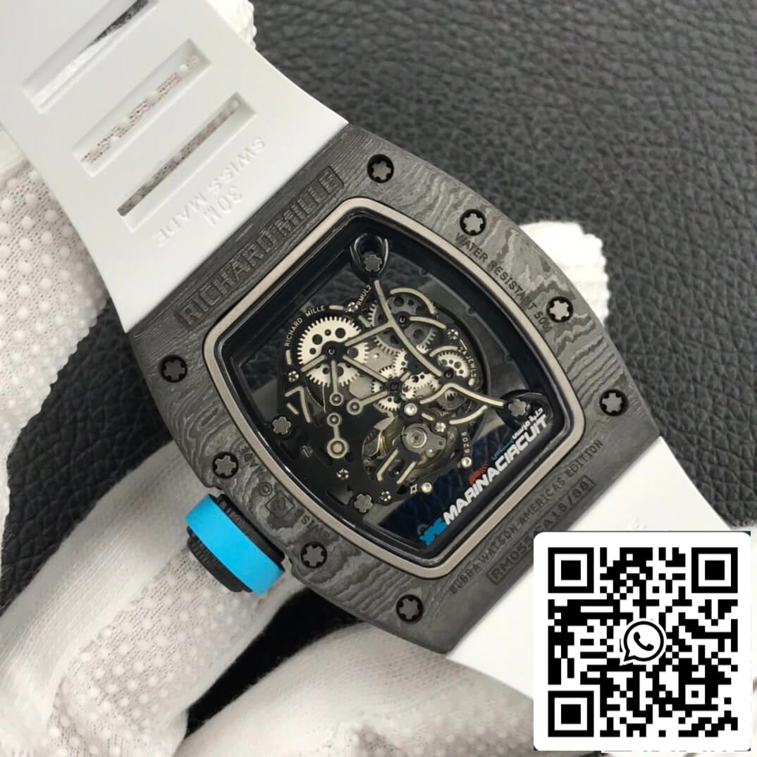 Richard Mille RM055 1:1 Mejor edición ZF Factory Esfera esqueleto de fibra de carbono