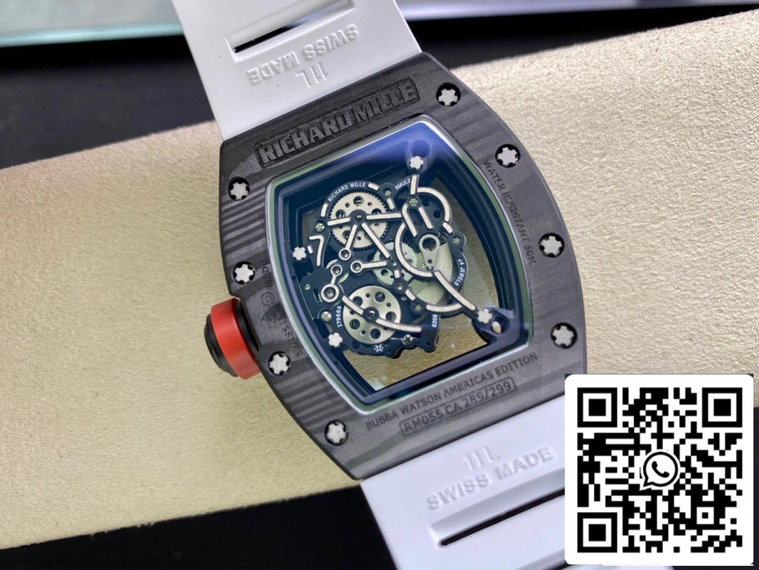 Richard Mille RM055 1:1 Best Edition KV Factory V2 cinturino in caucciù bianco