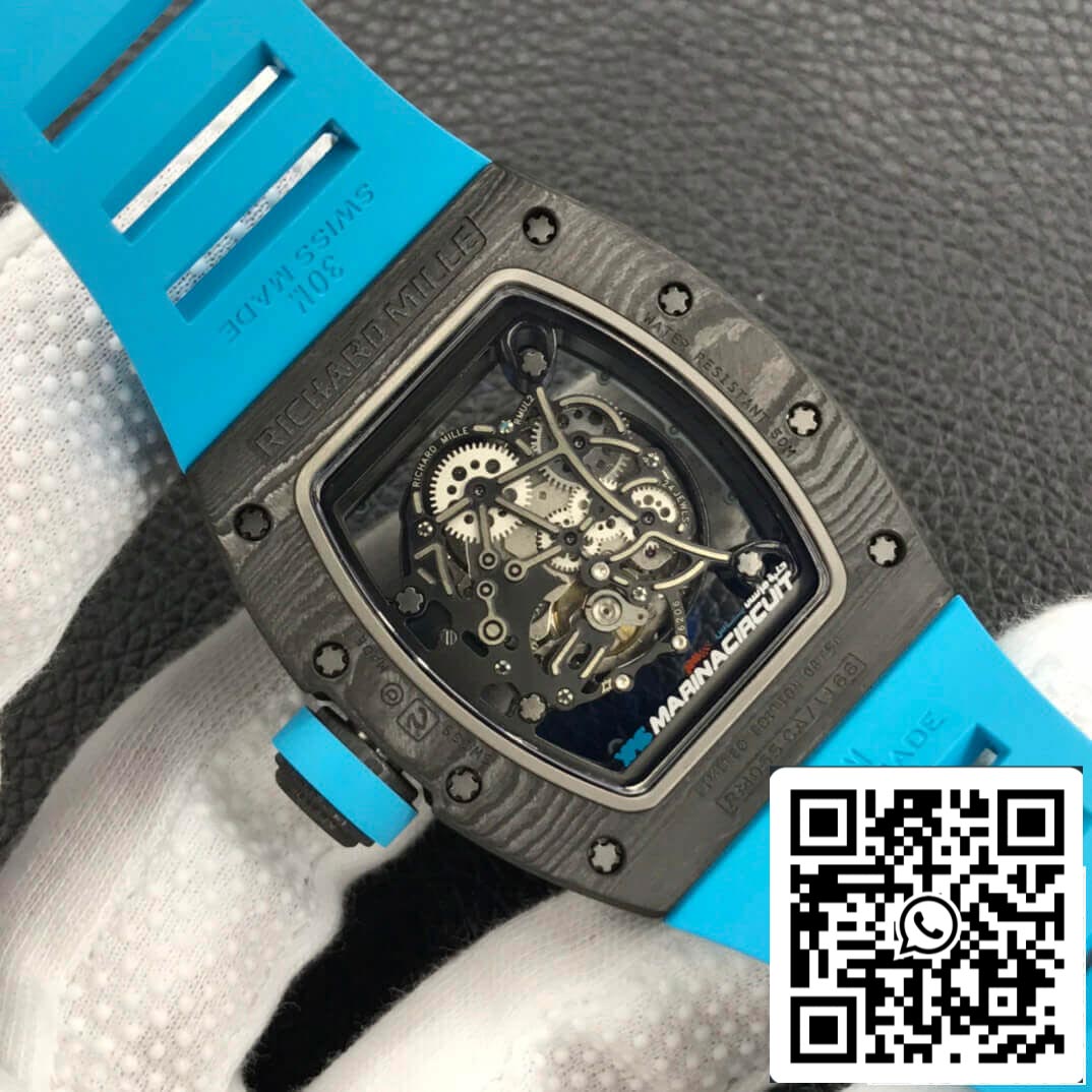 Richard Mille RM055 1:1 Best Edition ZF Factory Blue Rubber Strap