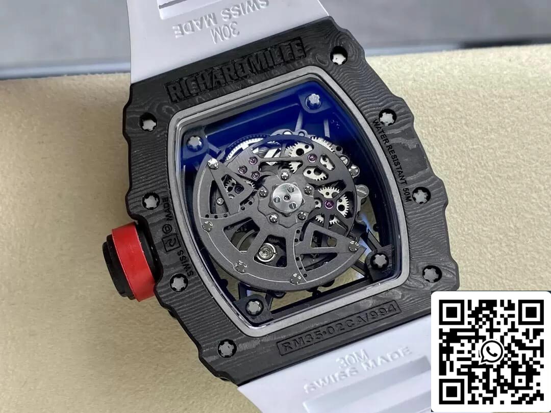 Richard Mille RM35-02 1: 1 Best Edition T + cinturino bianco in fibra di carbonio di fabbrica