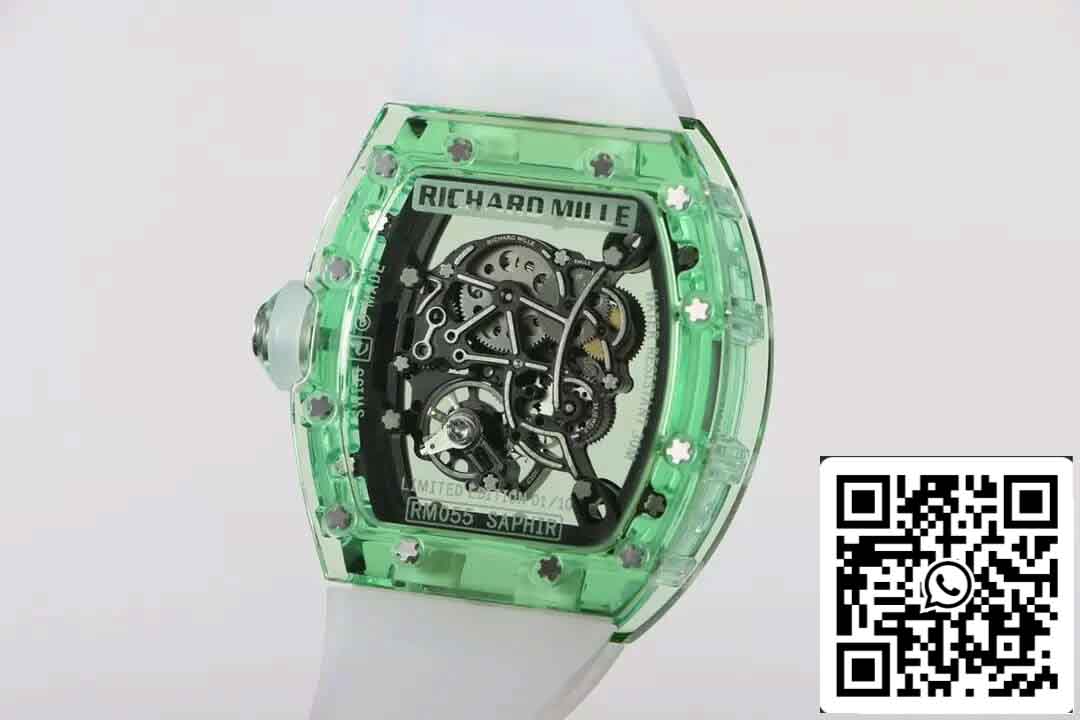 Replica Richard Mille RM055 Miglior quadrante scheletrato verde fabbrica RM edizione 1: 1