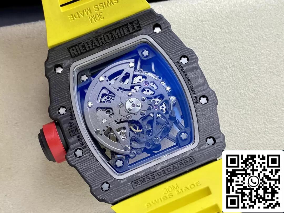 Richard Mille RM35-02 1:1 Best Edition T+ Factory NTPT Correa Amarilla de Fibra de Carbono