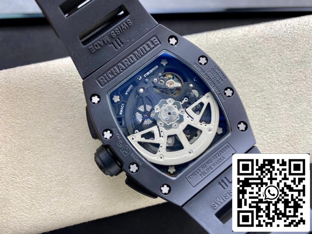 Richard Mille RM011 1:1 Best Edition KV Factory Custodia in ceramica nera