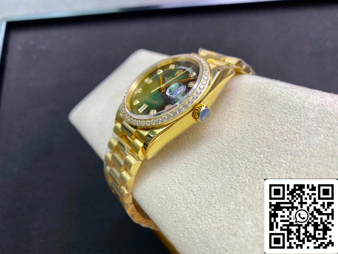 Rolex Day Date M128348RBR-0035 1:1 Mejor Edición EW Factory Degradado Esfera Verde