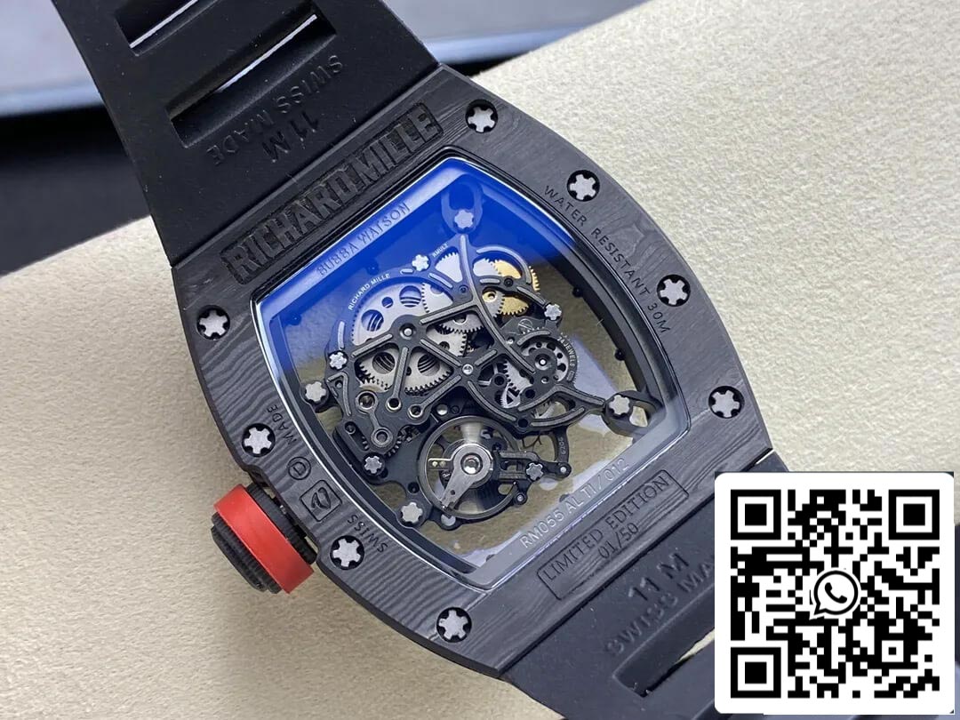 Richard Mille RM-055 1:1 Mejor Edición BBR Factory Caja Negra de Fibra de Carbono