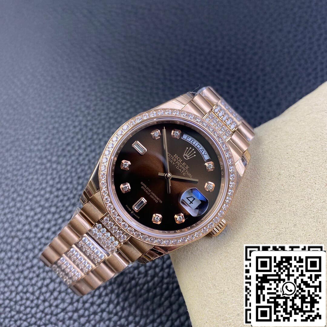 Rolex Day Date M128345rbr-0041 1:1 Mejor Edición EW Factory Esfera Marrón