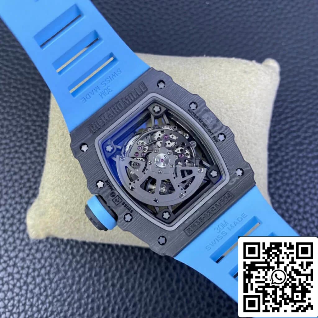 Richard Mille RM35-02 1:1 Best Edition T+ Factory NTPT Correa de caucho azul de fibra de carbono