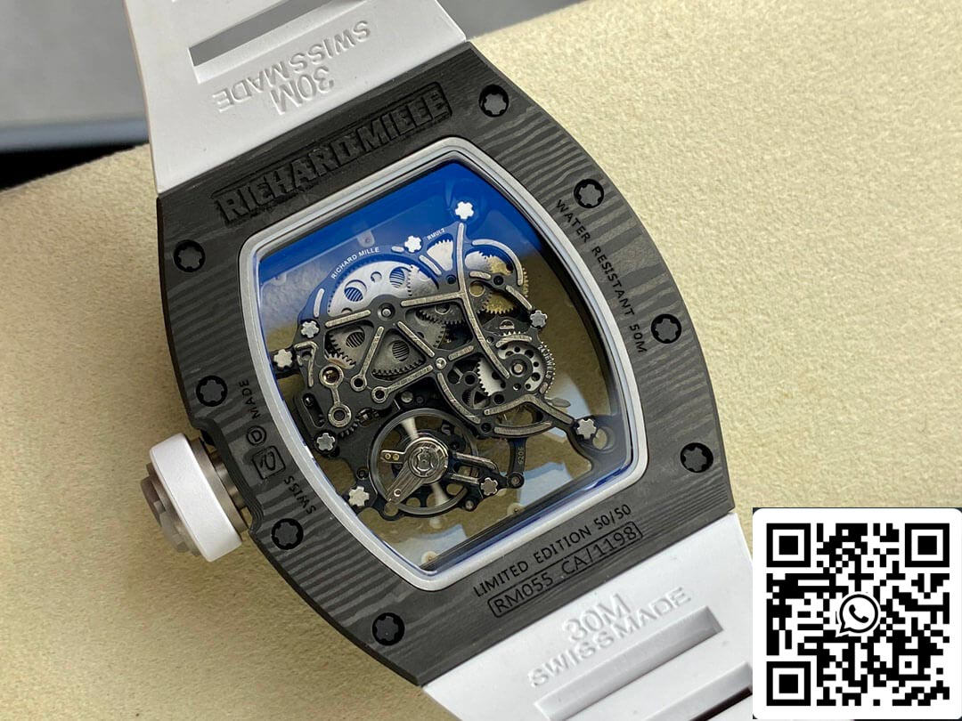 Cinturino bianco di fabbrica BBR Richard Mille RM-055 1: 1 della migliore edizione