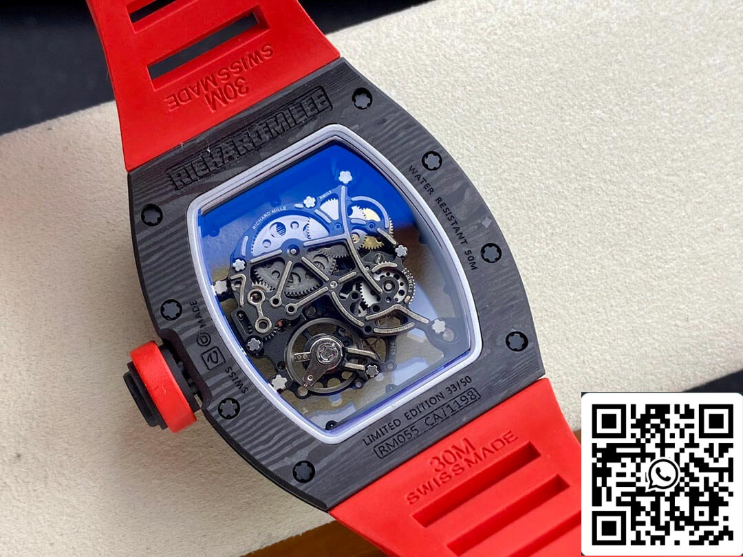 Richard Mille RM-055 1:1 Mejor Edición BBR Factory Correa Roja