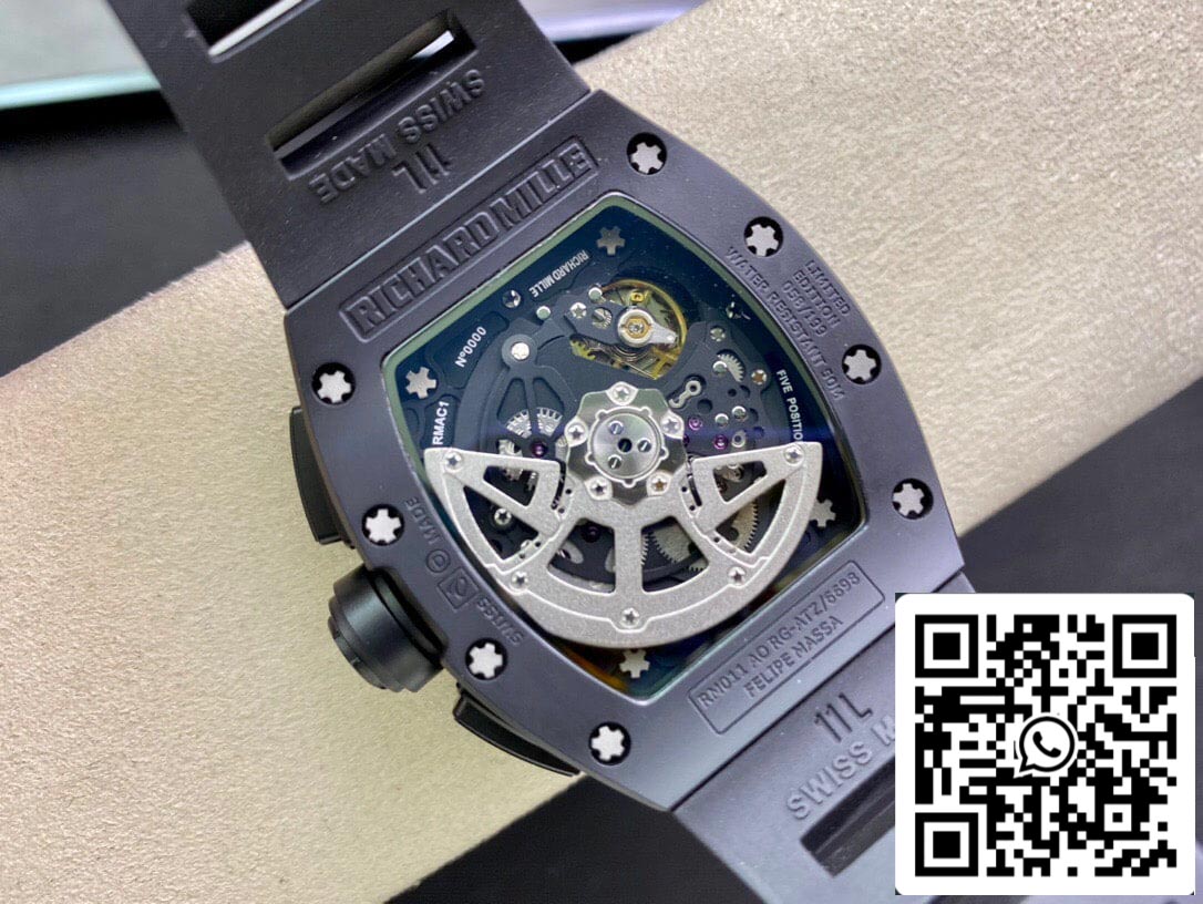 Richard Mille RM011 1:1 Mejor Edición KV Factory Cerámica Correa Negra