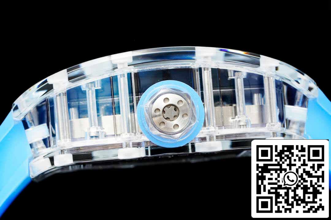 Richard Mille RM12-01 1:1 Best Edition RM Factory Tourbillon Transparent Version Blue Strap