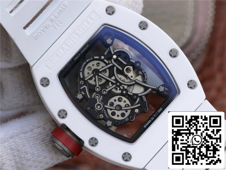 Richard Mille RM055 cinturino in caucciù bianco ceramico KV Factory 1: 1 della migliore edizione