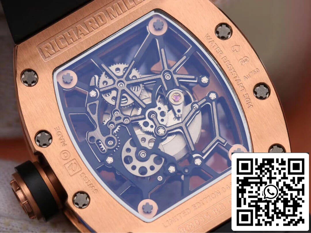 Richard Mille RM035 Americas KV Factory 1:1 Best Edition Rose Gold Black Strap