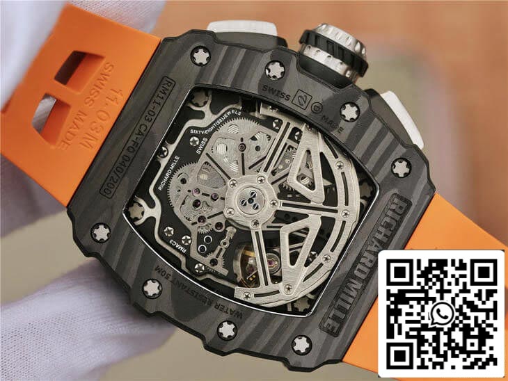 Richard Mille RM11-03 1:1 Best Edition KV Factory Correa de fibra de carbono naranja