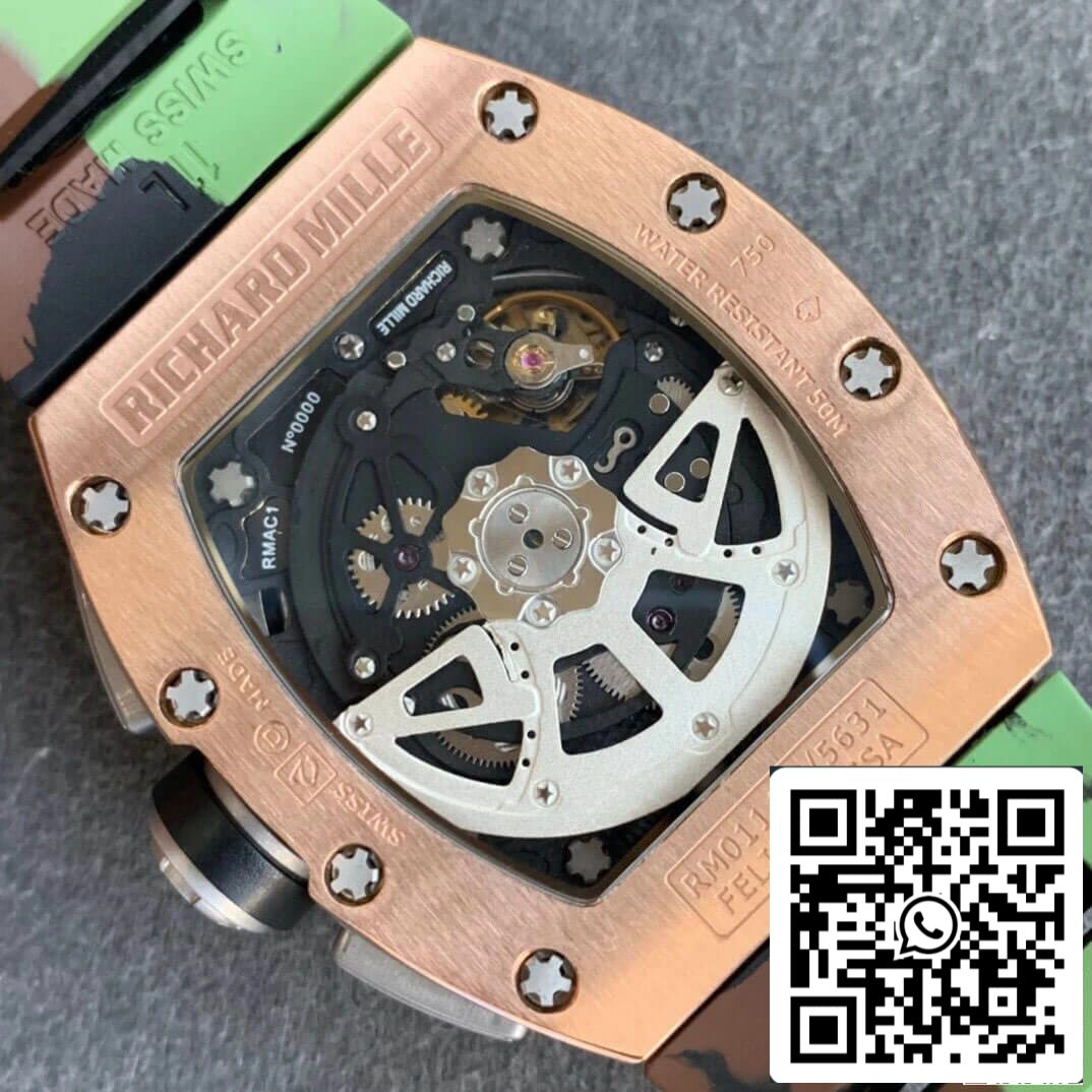 Richard Mille RM11 1:1 Mejor edición KV Factory Correa de camuflaje en oro rosa