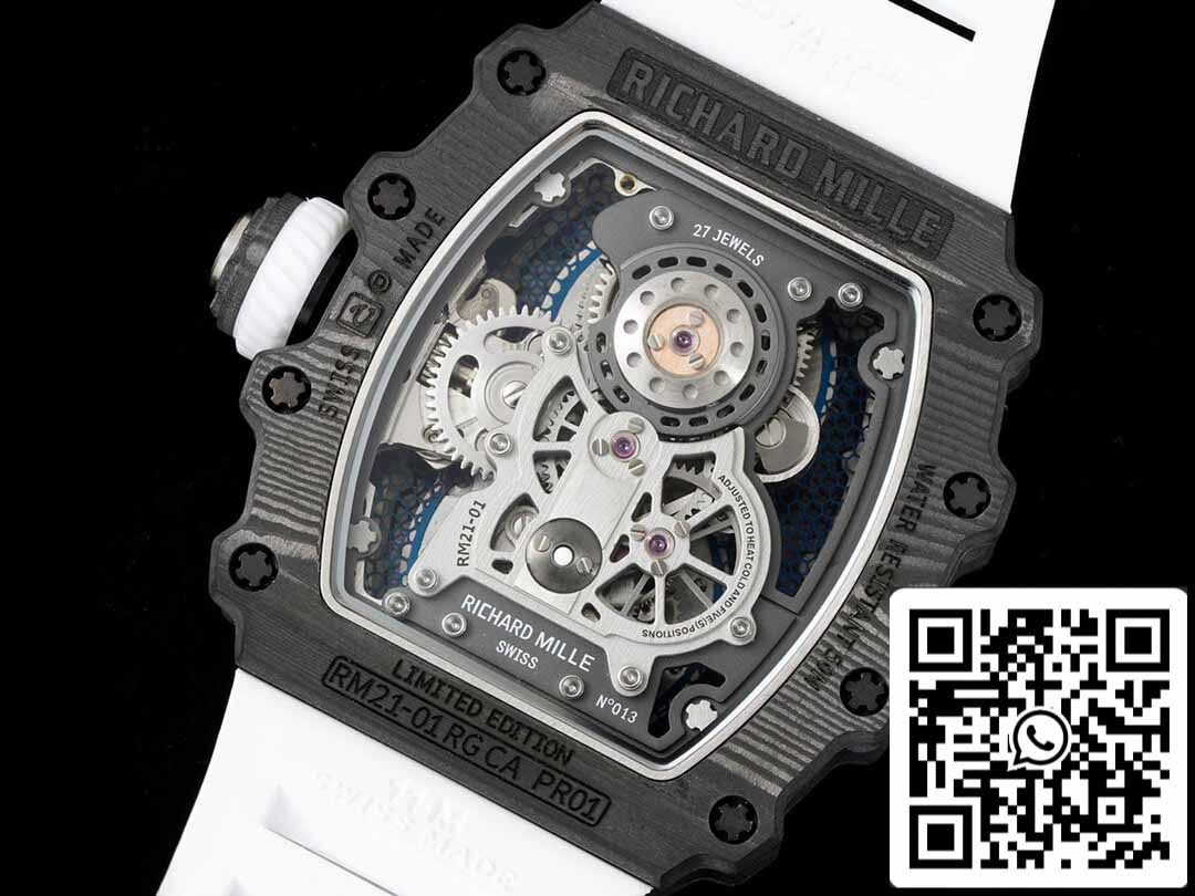 Richard Mille RM21-01 1:1 Mejor Edición RM Factory Tourbillon Bisel de Fibra de Carbono