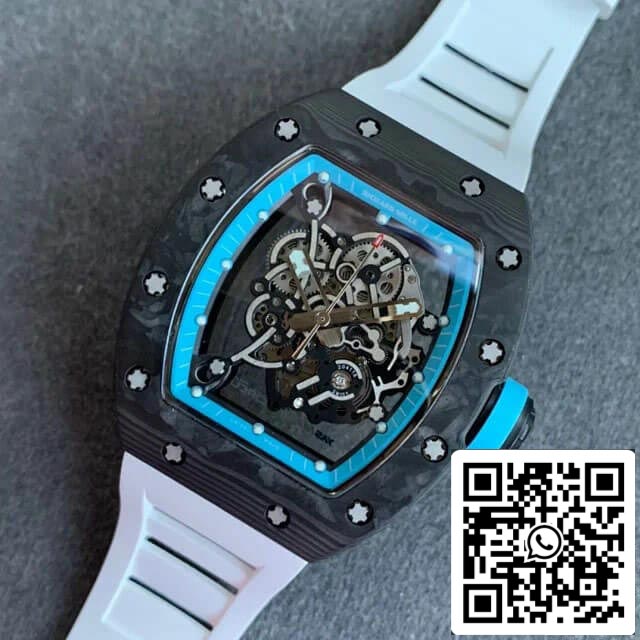 Richard Mille RM055 1:1 Best Edition KV Factory V2 Correa de caucho de fibra de carbono