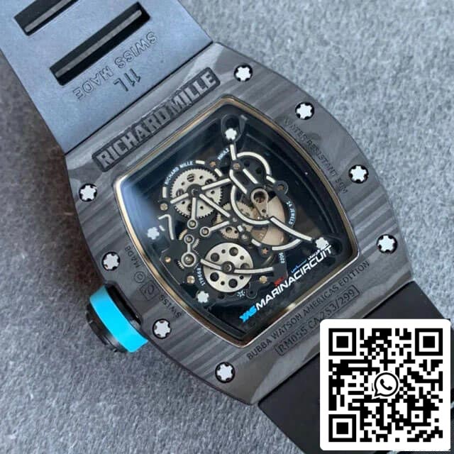 Richard Mille RM055 1:1 Mejor edición KV Factory V2 Esfera esqueleto de fibra de carbono