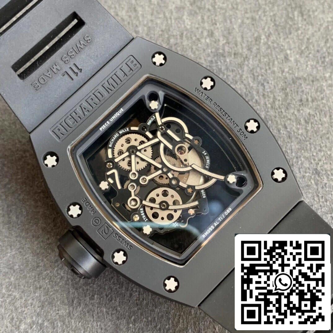 Richard Mille RM055 1:1 Best Edition KV Factory V2 Ceramic Black Strap