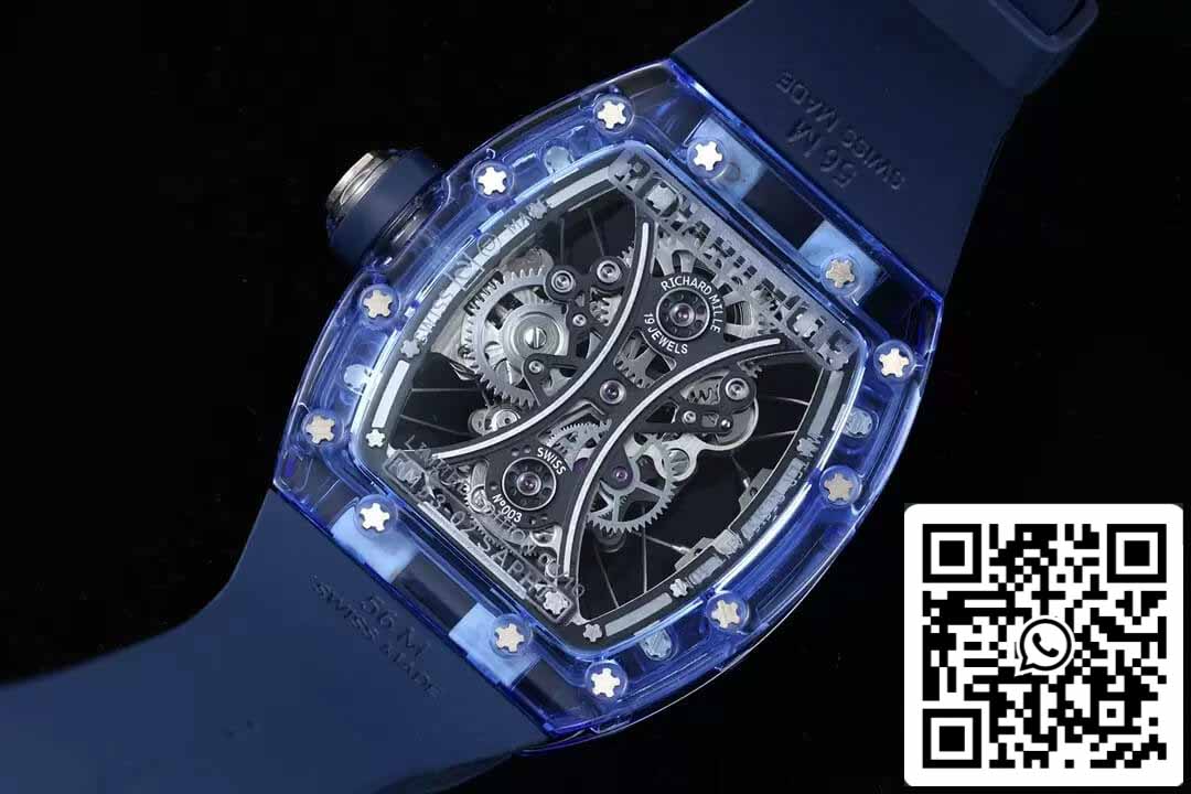 Richard Mille RM053-02 Tourbillon 1:1 Best Edition RM Factory quadrante scheletrato blu