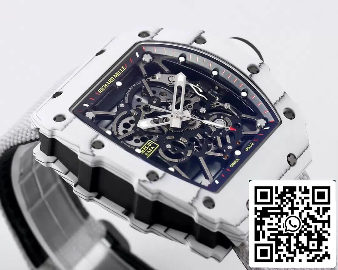 Richard Mille RM35-01 1:1 Best Edition BBR Factory Caja de Fibra de Carbono Blanca